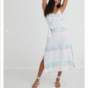 Bella Dahl Smocked Waist Maxi Dress- Large- PINK & WHITE